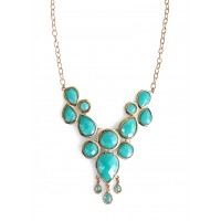 Turquoise Faceted Teardrop Cluster Neckace